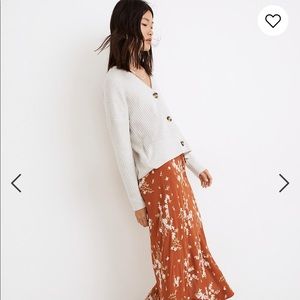 Beige ribbed madewell cardigan